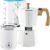 GROSCHE Milano White Stovetop Espresso maker 9 Espresso cup size moka pot and Everest White Stainless Steel 14 oz coffee mug Vacuum insulated Bundle