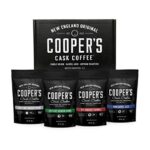 Bourbon & Whiskey Barrel Aged Coffee – 4 Bag Coffee Set – Single Origin Bourbon Colombian, Malt Whiskey Sumatra, Rye Whiskey Ethiopian, Rum Barrel Rwanda Roasted Coffee Beans, 16oz