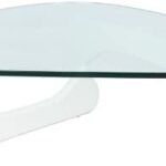 LeisureMod Imperial Triangle Wooden Glass Top Coffee Table in White